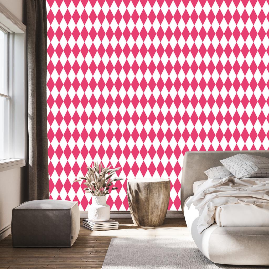 Harlequin Diamonds Wallpaper Powder Pink and White for Living Room and Bedroom 50x1000