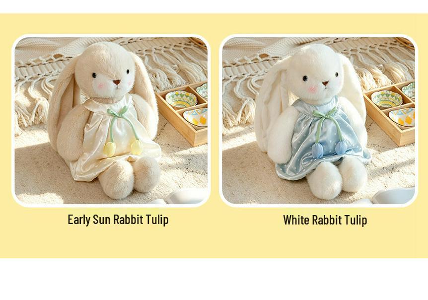 Adorable Tulip Long-Eared Rabbit Plush with Flower Gauze Skirt - Perfect Girly Gift