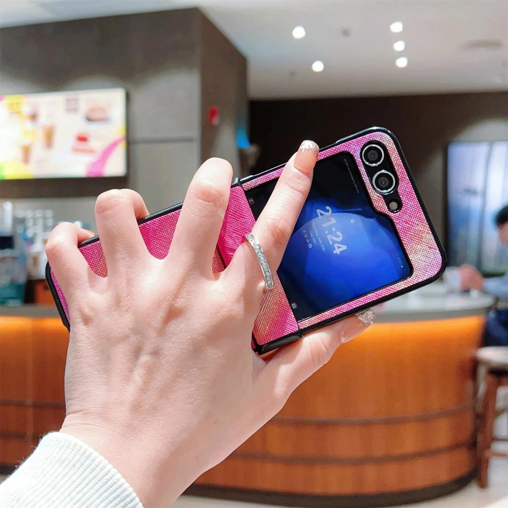 Colorful Gradient Ring for Convenient Fall Prevention Case for Samsung Galaxy Z Flip 3 4 5G Flip4 ZFlip5 Shockproof Cover