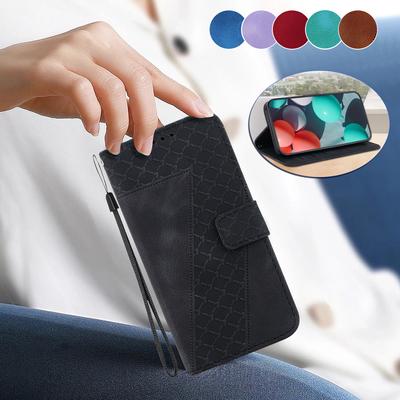 Custodia a Libro in Pelle Goffrata a 7 Forme Per Umidigi A3S/F1/A7S/A5 A7 A9 Pro Supporto Portafoglio Scomparti per Carte Copertura Fondina