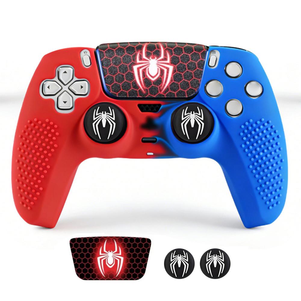 Anti-Slip Controller Silicone Cover Case for PS5 Gamepad Skin Shell with Rubber Thumb Stick Grip Gaps Touch Pad Sticker for PS5