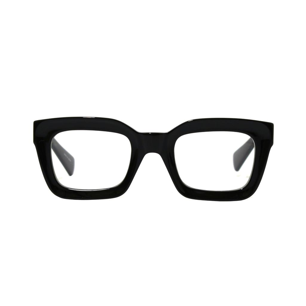 Oryginalne Okulary Fuji AGIRA Kwadratowe Gruba Czarna Oprawka Przezroczyste Szaro-Niebieskie Ochrona UV Wytrzymałe Okulary z Czarną Oprawką Stylowe Grube Wyprodukowane w Sabae w Japonii Krajowe