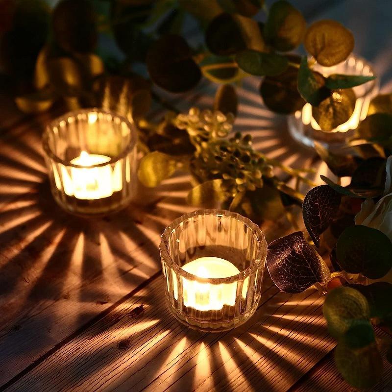 Kleiner Klarer Mini-Kerzenständer Tischglas Teelicht Kerzenhalter Hochzeitstischdekoration, Partyzubehör, Heimdekoration LZT001