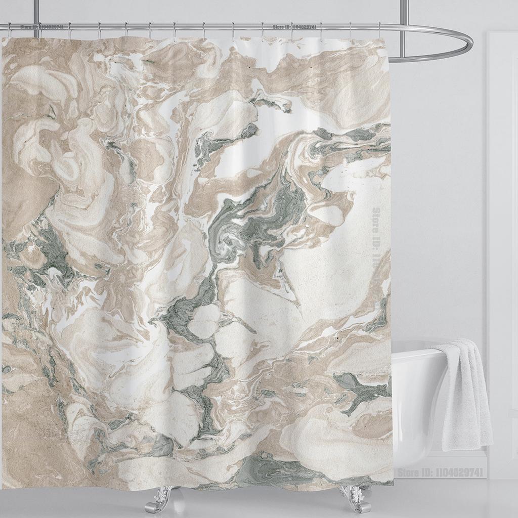 Marmor Wasserdichter Duschvorhang Wasserdichter Duschvorhang für Badezimmerdekor Bedruckter Waschbarer Duschvorhang mit Haken