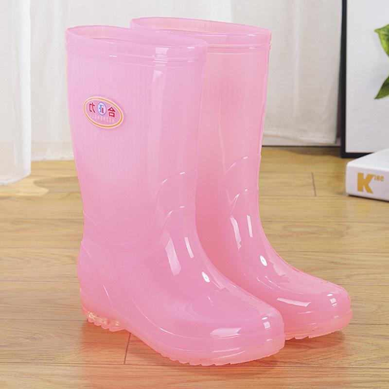 Non-slip short rubber shoes rain shoes women's summer rubber boots jelly waterproof shoes transparent medium tube plastic laundry overshoes