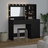 Makeup Table with Mirror Lighting (2 pcs) Black Wood Based Material