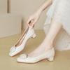 French Low-heeled Shallow-mouth Single Shoes 2025 New Spring and Autumn Huizhou Women's Shoes Soft Leather Square Head Not Tired Feet High Heels