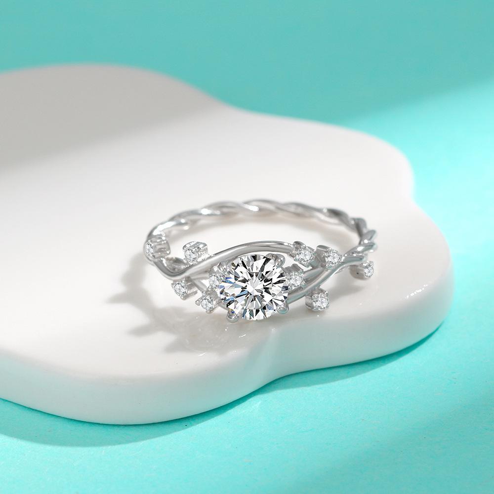 S925 Silver Ring S925 Sterling Silver Moissanite Ring Fashionable and Versatile Vine Diamond Ring Niche Design High-end Ring