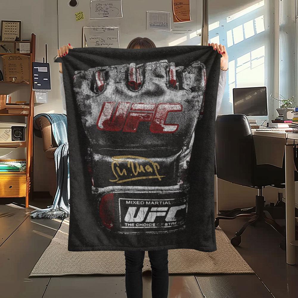 UFC Printed Flannel Blanket, soft throw for bedroom sofa, washable, Christmas present, great gift.