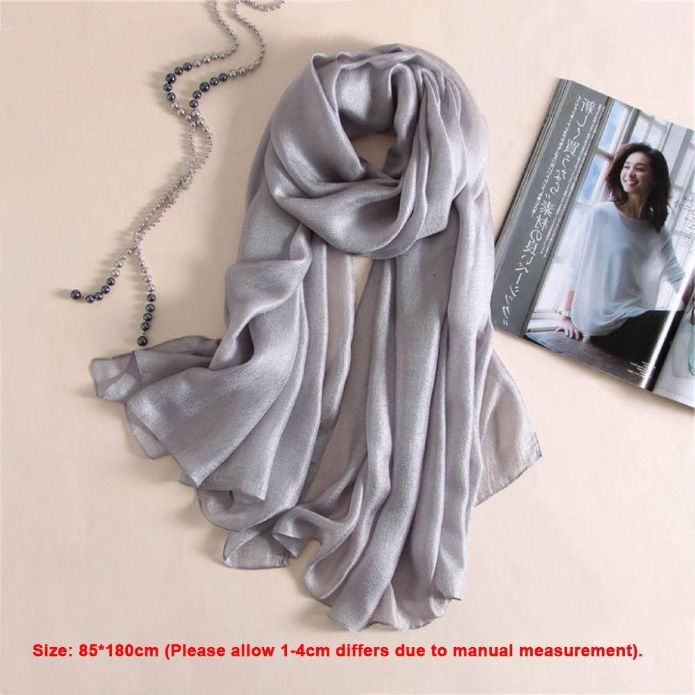 Châle de protection solaire pour femme couleur unie 180x85cm Grande taille Mode hijab Femmes Écharpe unie