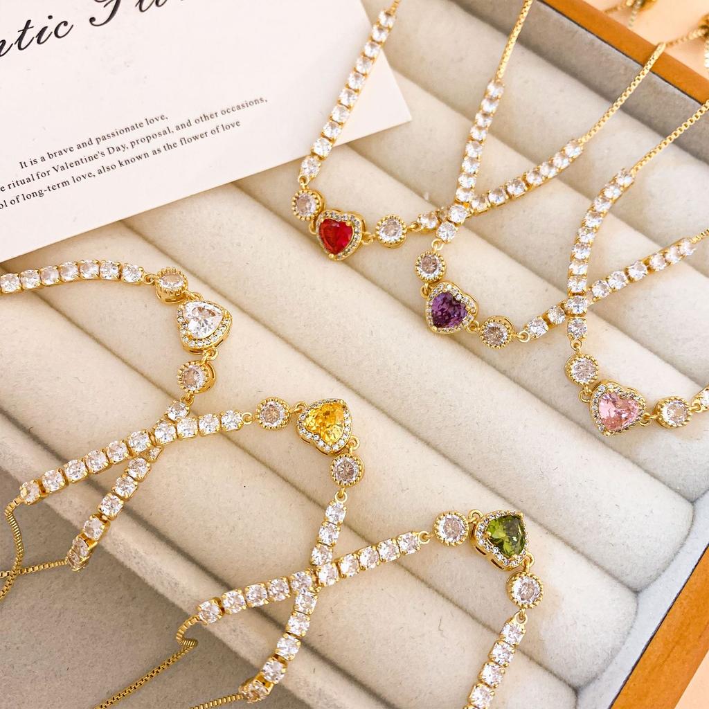 Bracelet Colorful Love Zircon Bracelet Light Luxury High-end Pull-out Bead Adjustable Bracelet Exquisite and Versatile Girlfriend Model