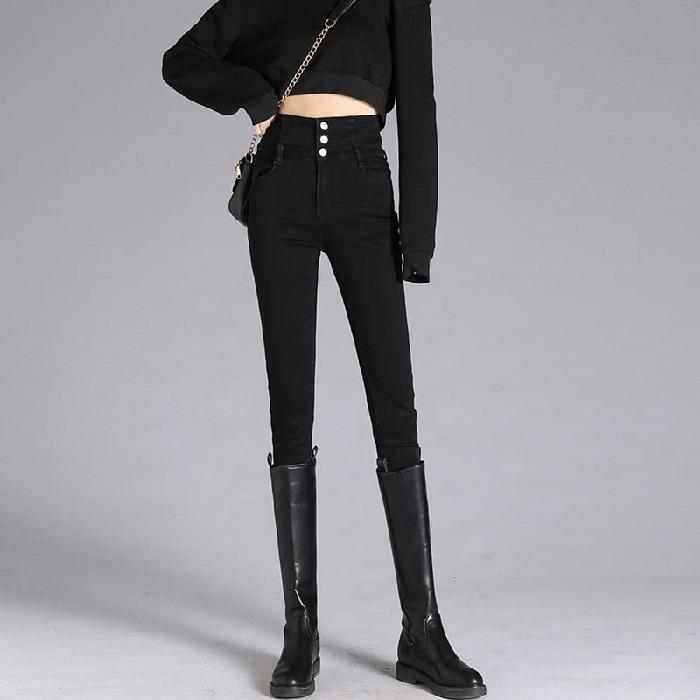 High-waisted Small Foot Jeans Women Spring and Autumn Tight Slim Elastic Pants Denim Jeans Pencil Pants