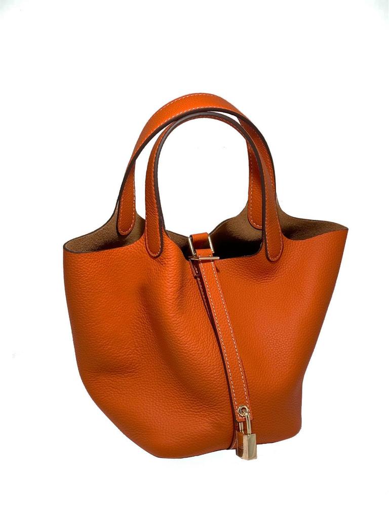 Genuine Leather Women's Bucket Bag - TOGO Cowhide Casual Fashion Handbag