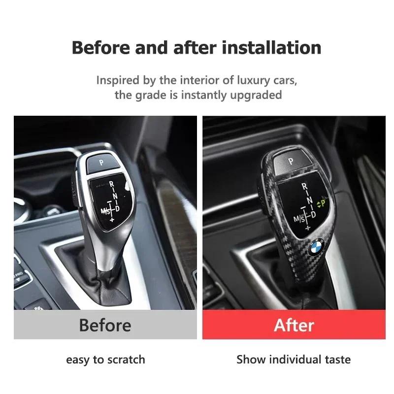 Car Gear Shift Handle Sticker Carbon Fiber Pattern Protective Cover For BMW M X1 X2 X3 X4 X5 X6 X7 E30 E39 E46 E60 E61 E90 E70