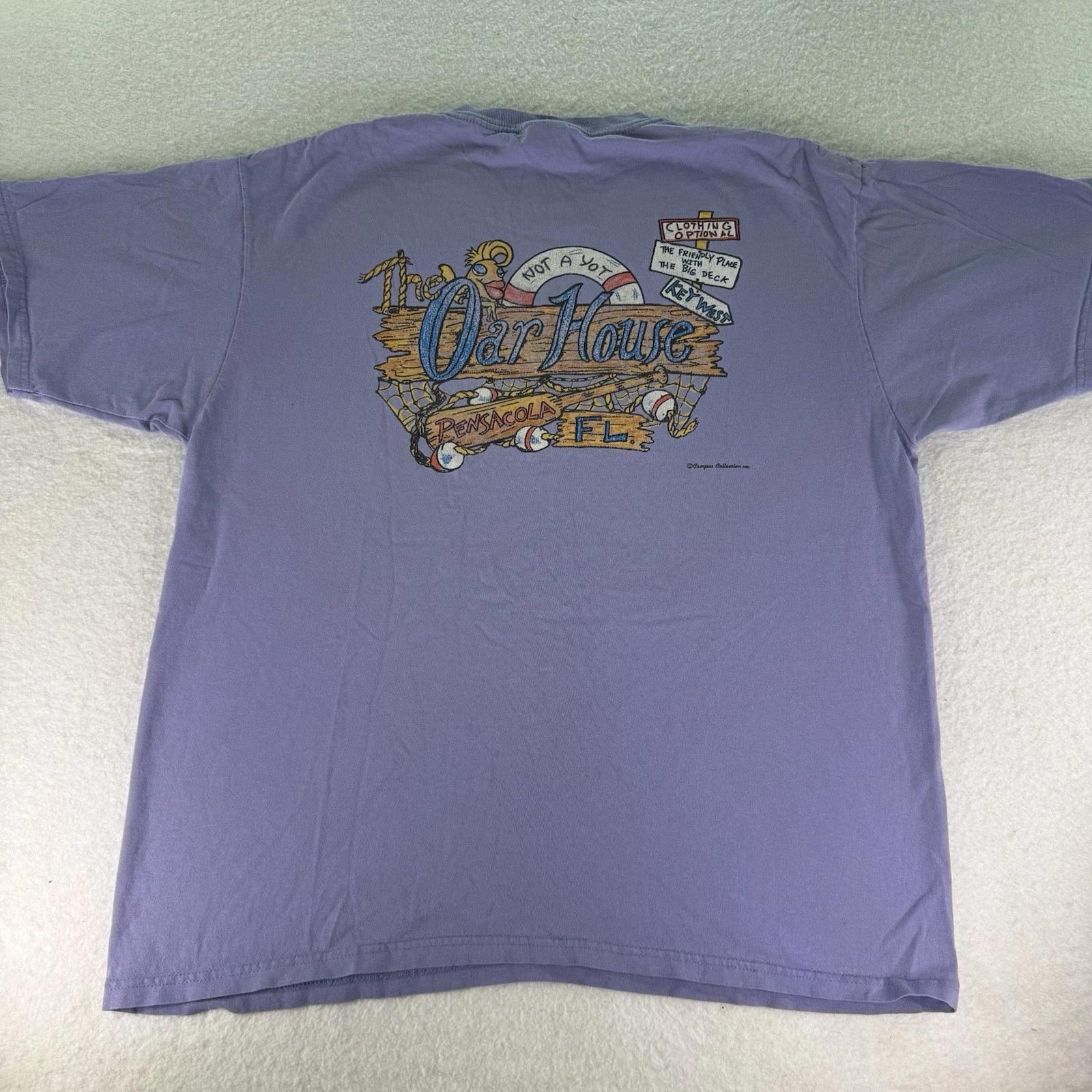 Vintage The Oar House Boat Pirate Shirt Florida Streetwear 90s Funny XL Distress L