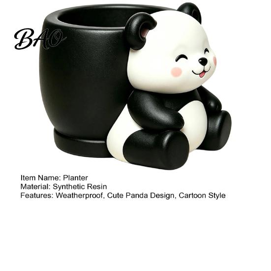 Small Pothos Spider Plant Pots Cute Panda Succulent Planter, Resin Cartoon Animal Pot, Planter Decorative Pot for Indoor Office Desk, Balcony, Garden