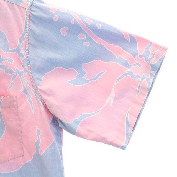 Reyn Spooner 70s Gold Tag Reverse Print Hibiscus Pattern Short Sleeve Aloha Shirt Men's Used