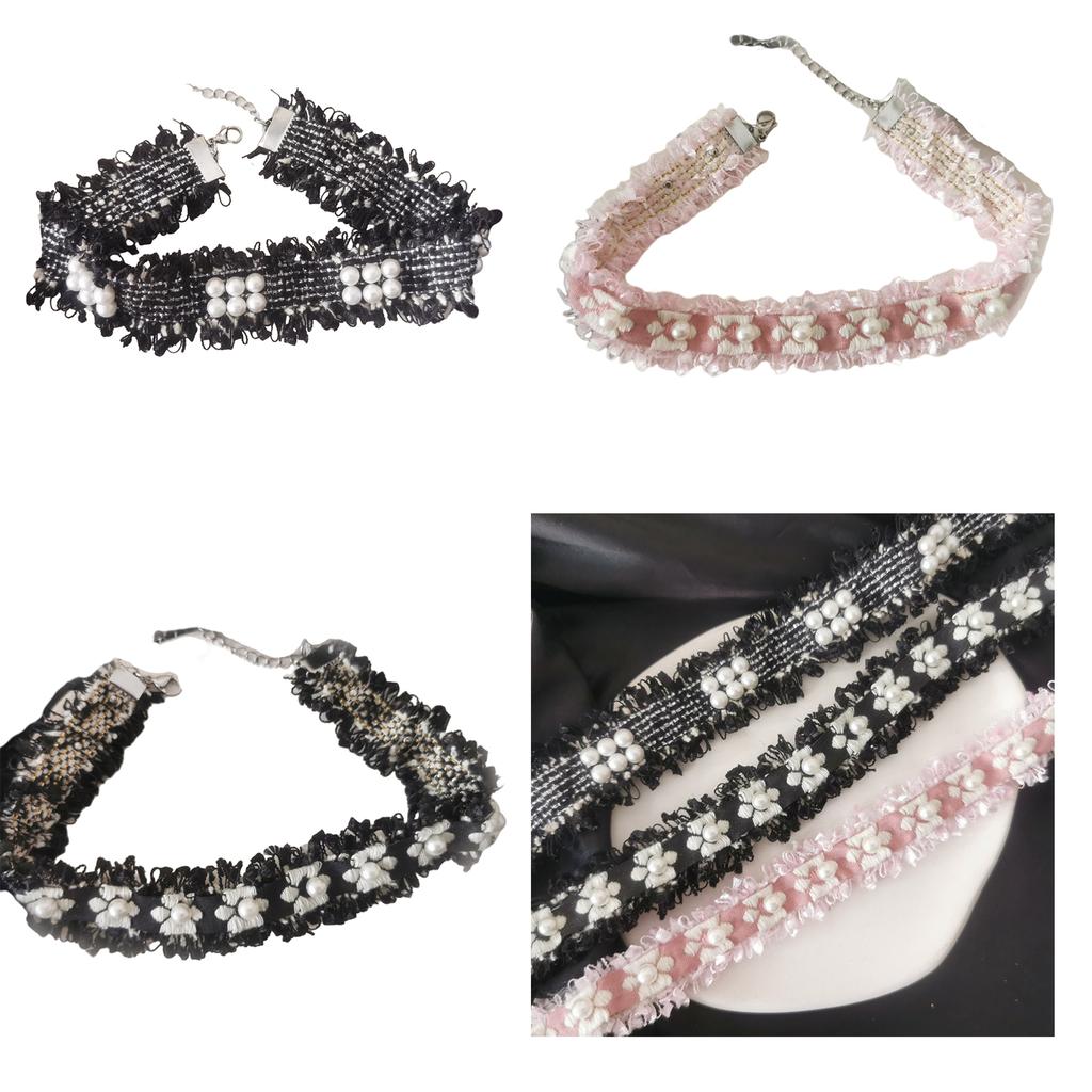 Small Flower Pearl Choker Necklace Sweet Cool Collar Necklace Neck Chain Wedding Party Jewelry Gift for Women Girls