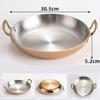 Stainless Steel Spanish Paella Pan Big Double Handle Round Flat Bottom Pan Western Restaurant Fried Chicken Pasta Plate Cookware
