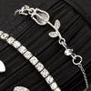 5Pcs/Set Women Stackable Rhinestone Bracelets Alloy Tulip Butterfly Bracelets Layered Cuff Chain Bracelets Jewelry for Party Dating
