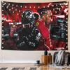 Lewis Hamilton Legacy F1 Wall Tapestry, Ferrari and Mercedes Race Cars Black Helmet Red Cosmic Poster Tapestry for Man Cave Racing Fan Decor