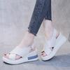 Women Soft Leather Peep Toe Thick Sole Muffin Wedge Sandals