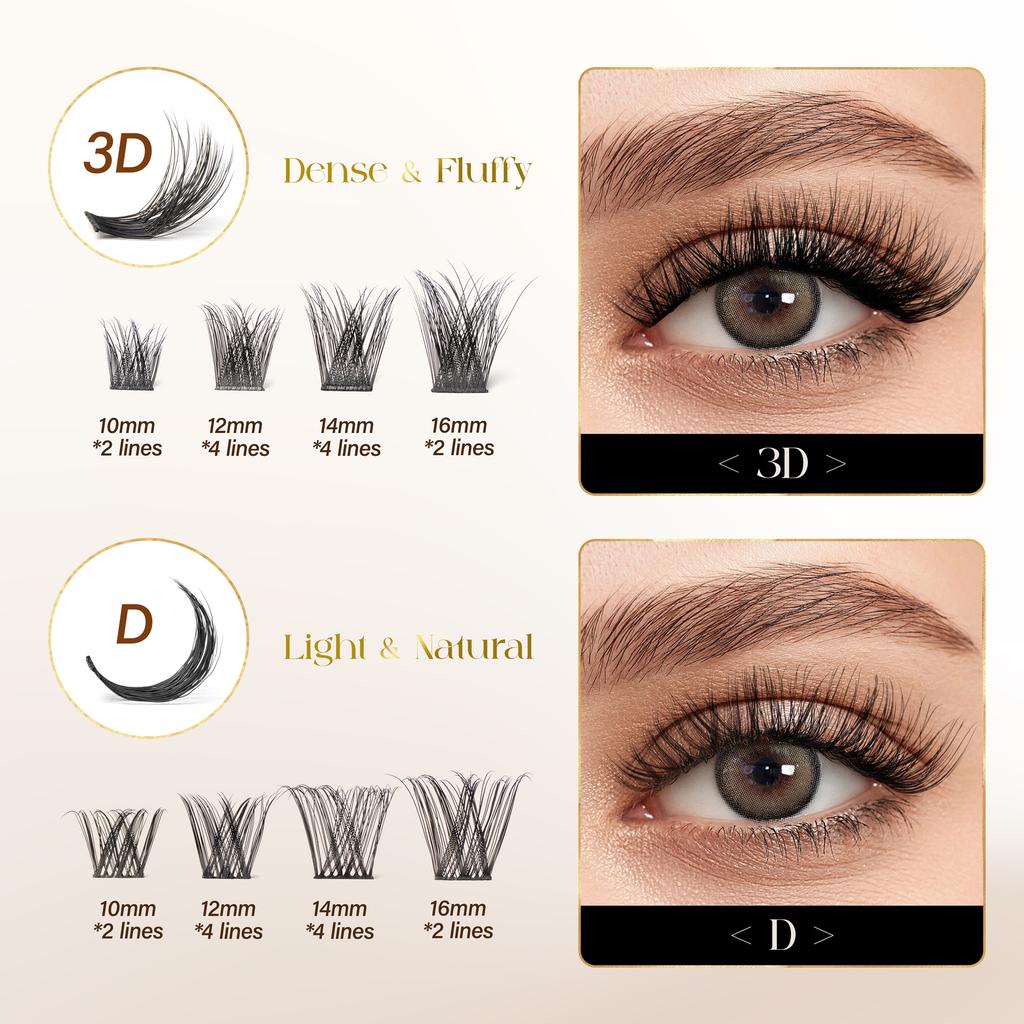 Befer Clusters Lashes Kit Natural Lash Clusters Set Hight Quality False Eyelashes DIY Lash Extension With Bond&Seal Glue Remover