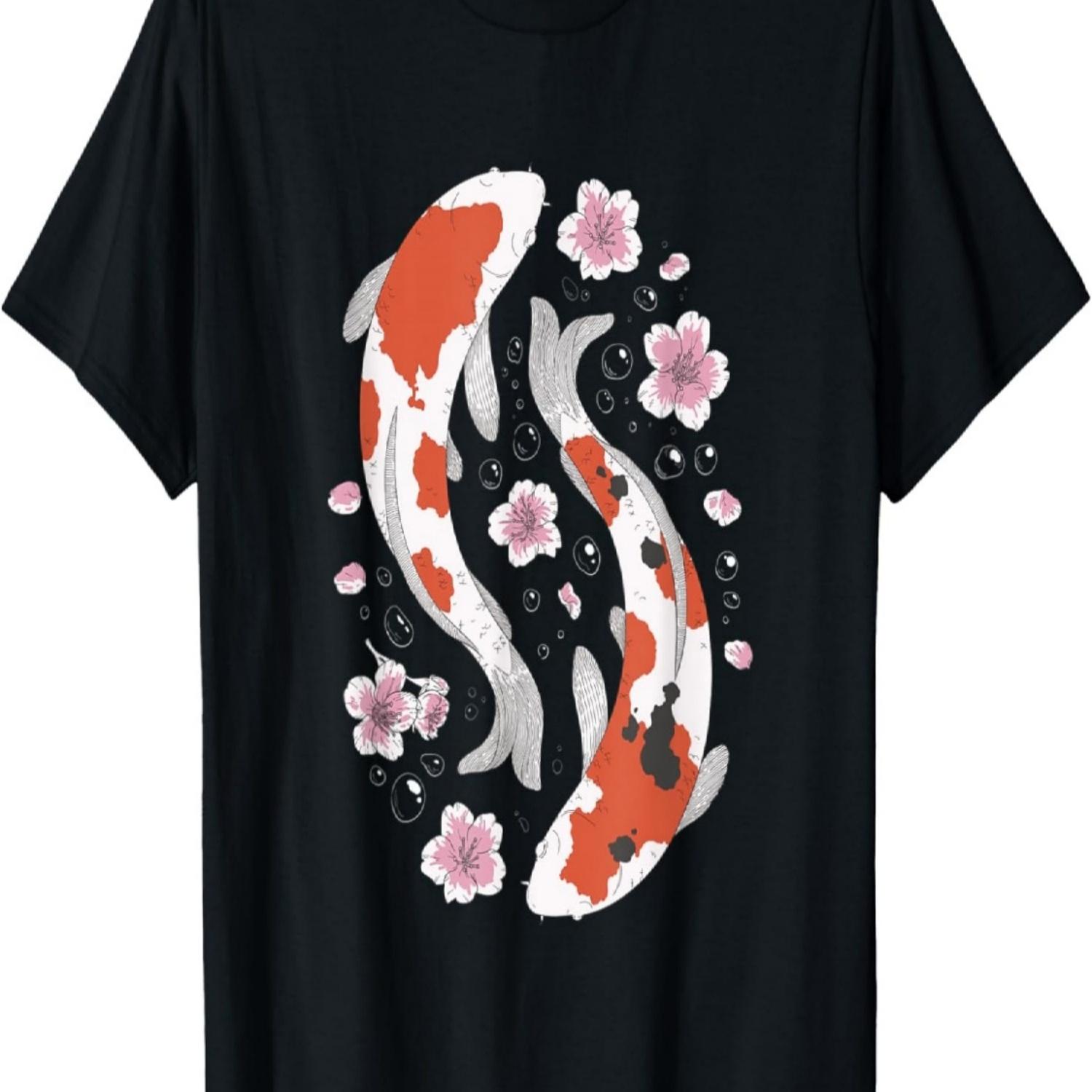 

Koi Fish with Cherry Blossoms T-Shirt S чёрный