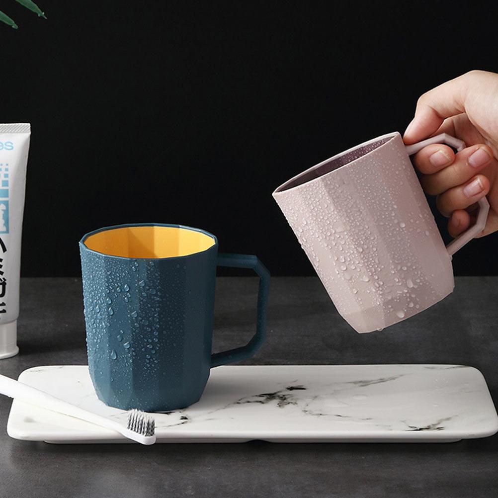 2Pcs Toothbrush Cup Simple Stylish Plastic Washing Cup Travel Tooth Mug Household Student Mouthwash