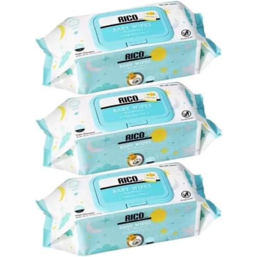 

RICO Baby Wipes, 300 sheets (1 pack) Extra-large 100 sheets x 3 packs, Good Mom Exclusive