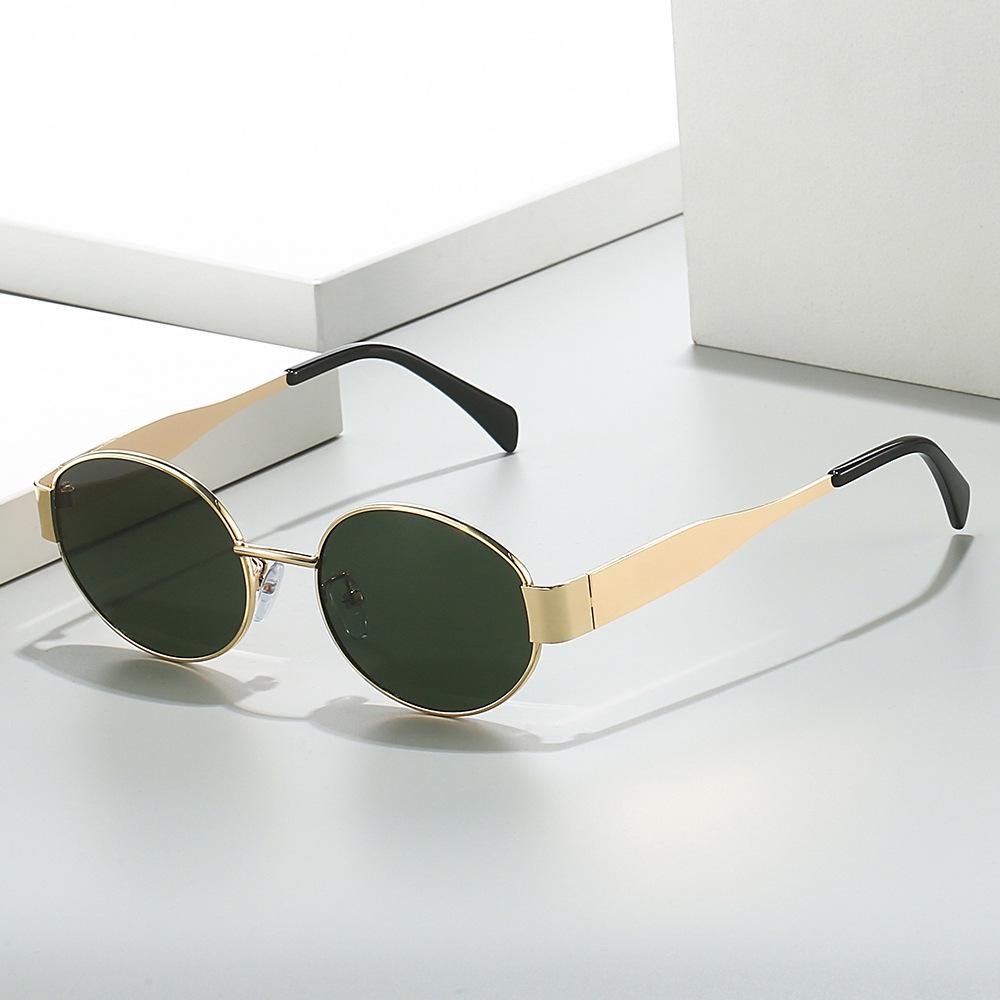 2024 Oval Metal Sunglasses: Trendy Small Round Lens for Men & Women