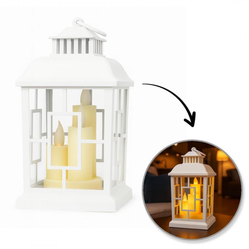 Lampion Dekoracyjny Led Z Imitacją Świec 12X23 Cm Latarnia Stojąca