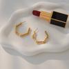 Light Luxury Niche High-end 18K Gold Bamboo C-ring Earrings