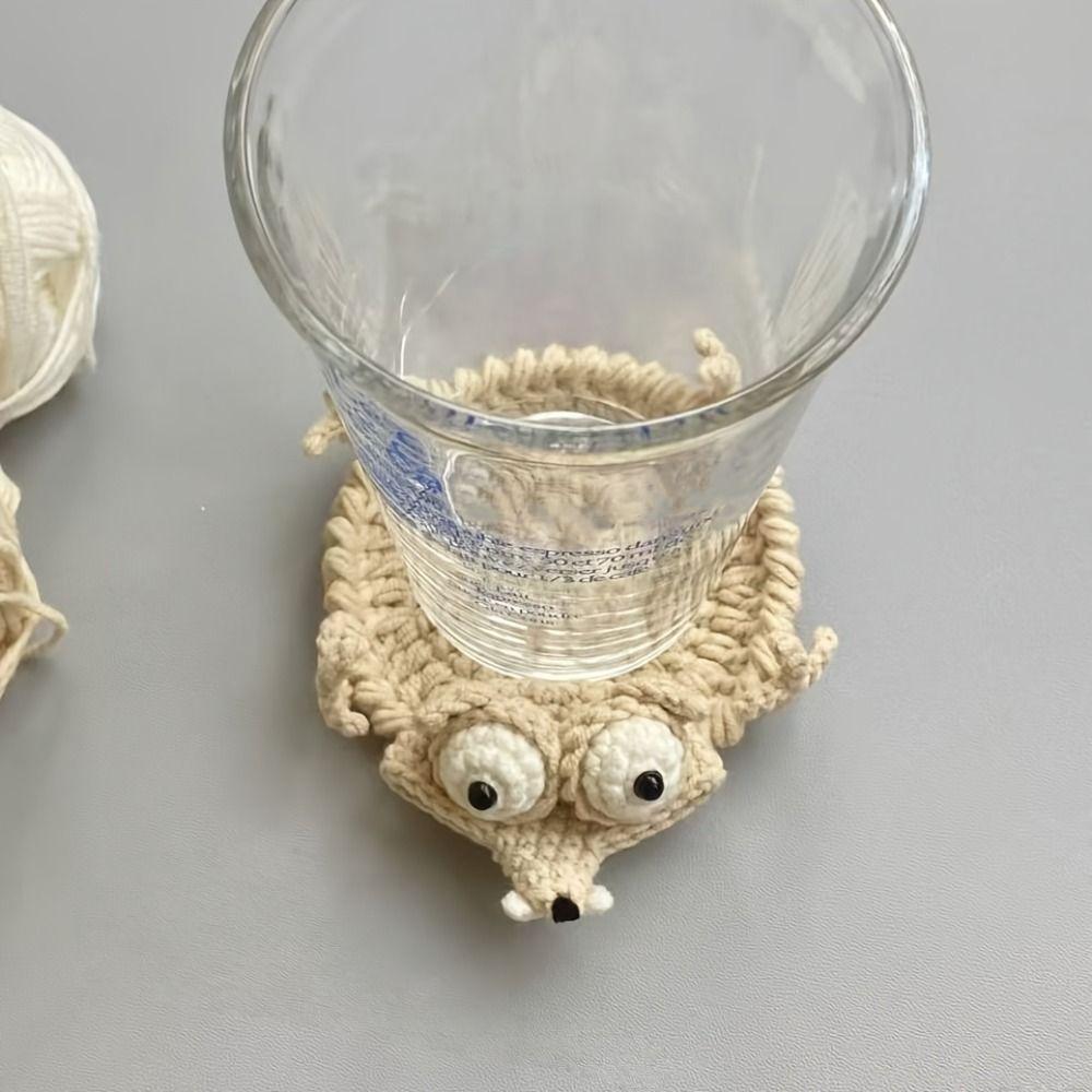 Creative Crochet Squirrel Coasters Non-Slip Drink Insulation Pad Durable Water Cup Mat  Tableware