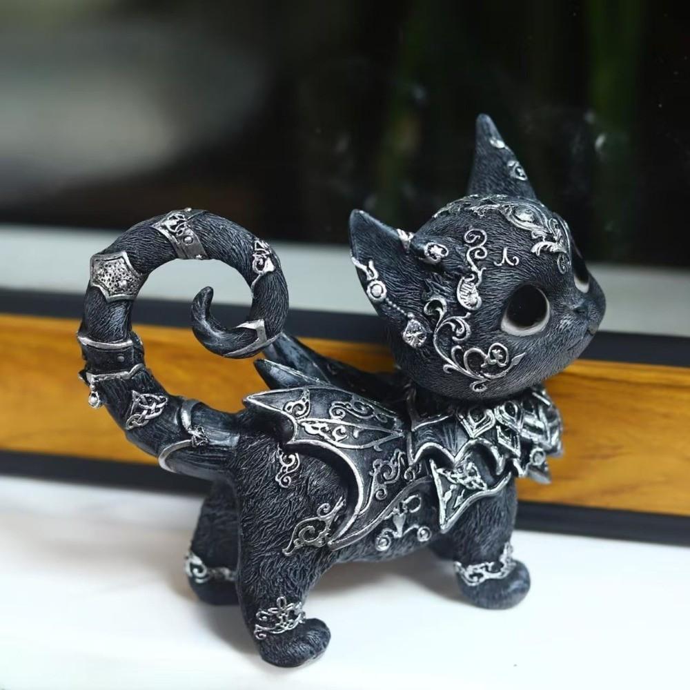Animal Simulation Model Mysterious Black Cat Statue Desktop Ornament Cat Action Figure  Living Room