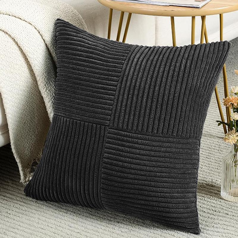 2pcs Bohemian Style Corduroy Striped Pillowcases 18x18 Inch Stripes for Sofa, Bedroom, Living Room - Fall Home Decor, Decorative Pillowcases