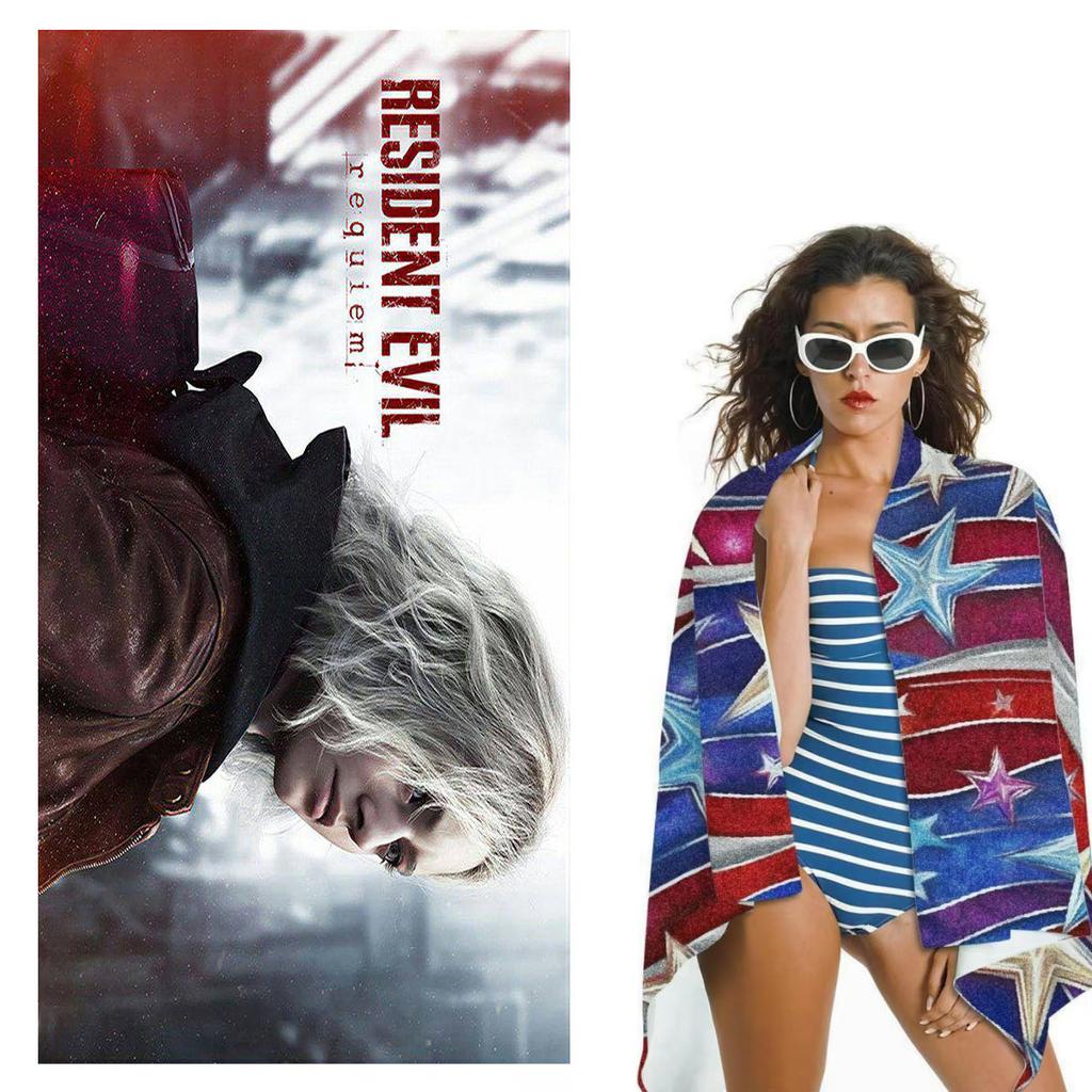 1PC R-Resident Evil Leon Kennedy Beach Towel Microfiber Quick Dry Soft Skin Friendly Gym Sports Towel Trendy Beach Accessories