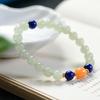 Natural Hetian Jade, Lapis Lazuli, and Amber Beaded Bracelet with 925 Silver Spacers