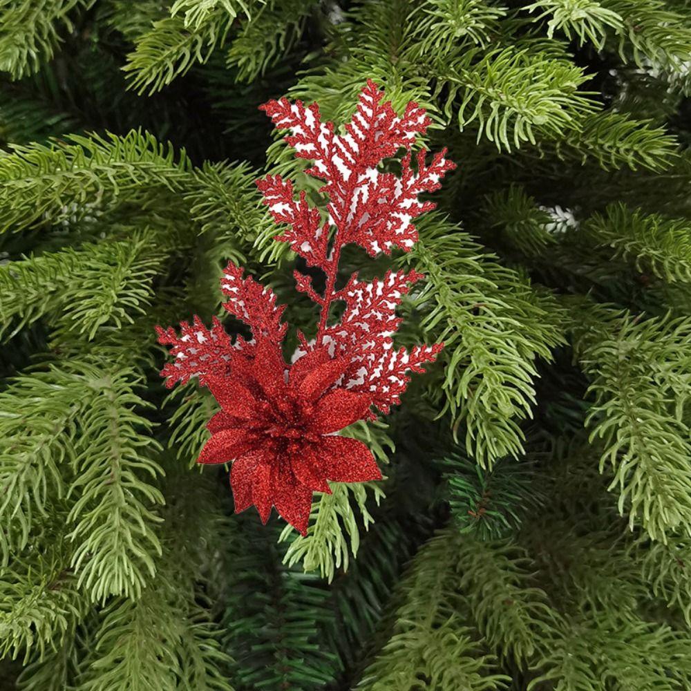 Handcraft Pine Leaves Christmas Flowers Hanging Xmas Decorative Flowers Party Supplies