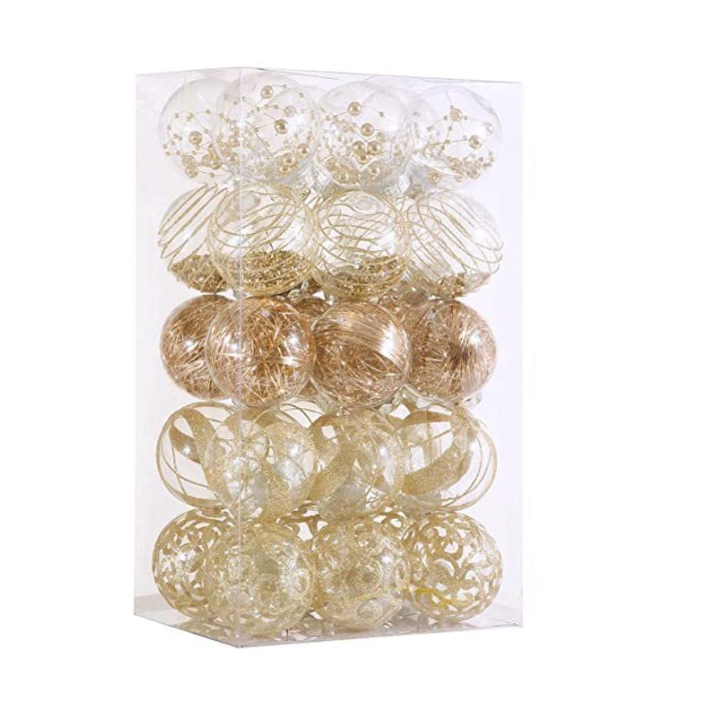 30pcs Plastic Christmas Tree Pendant Creative Hanging Ornament Christmas Ball Set  New Year