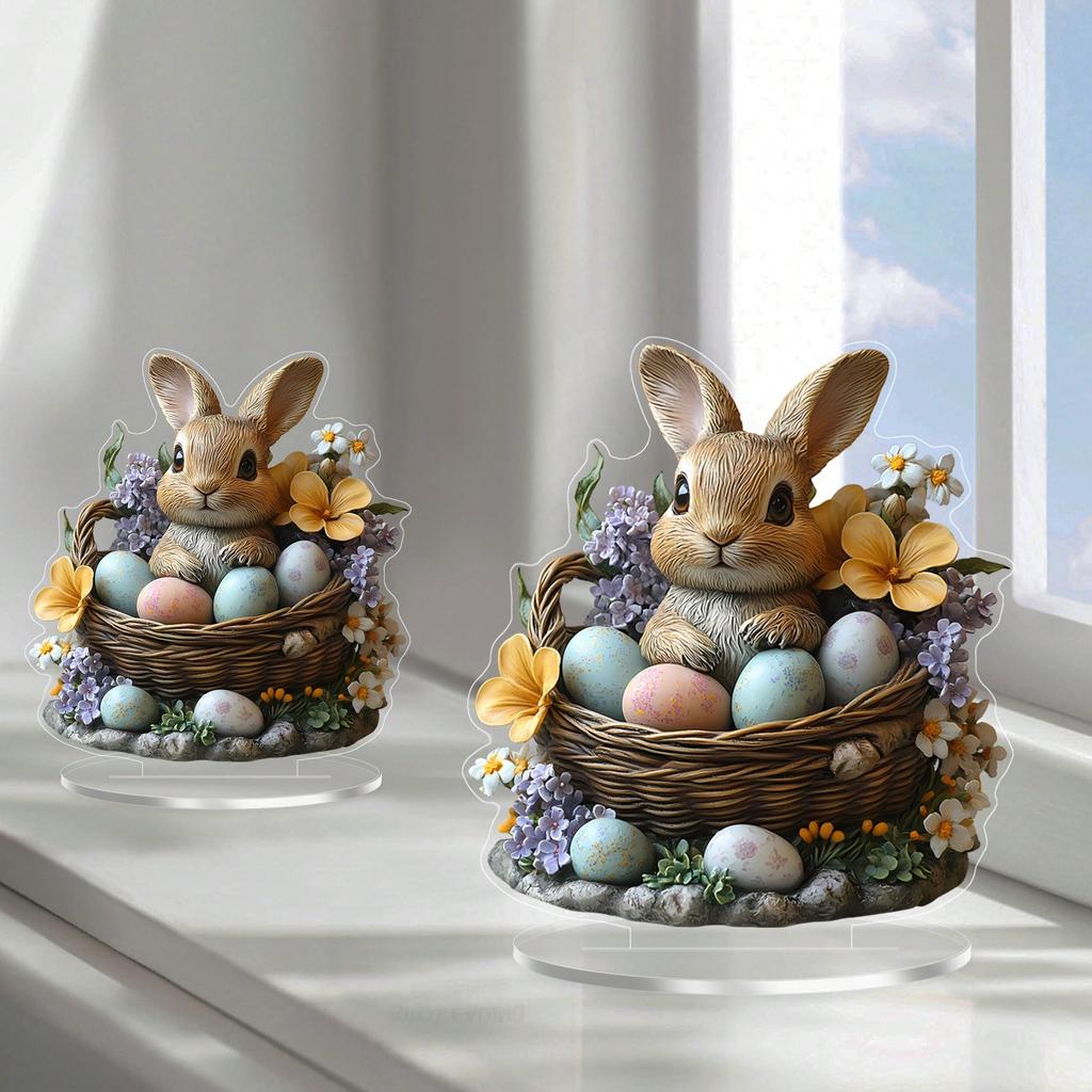Rabbit and Easter egg tabletop decora made of acrylic is suitable for Easter and daily home decora. Gifts for family and friends