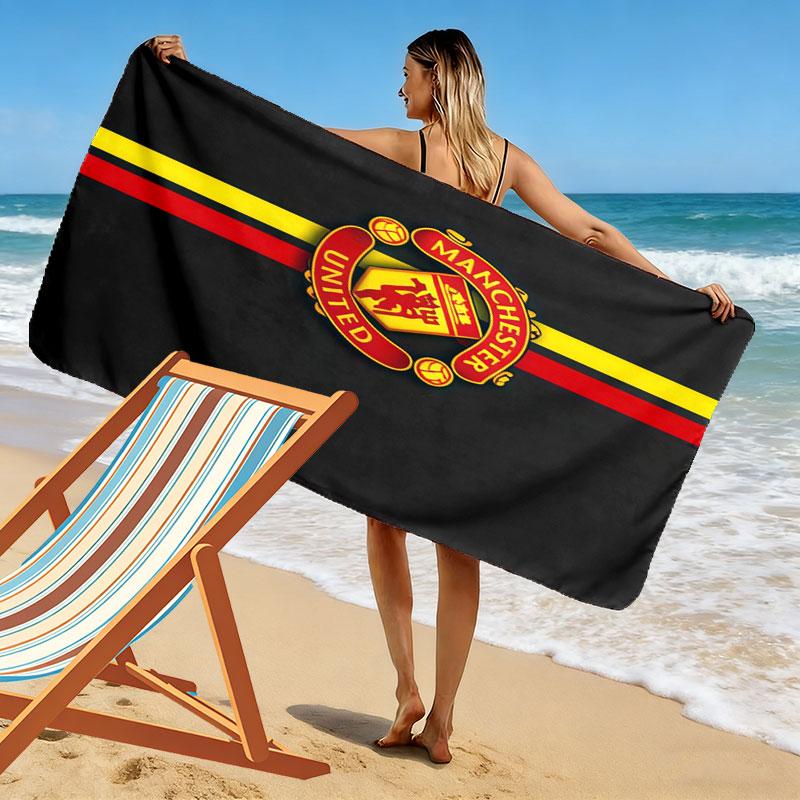 Round MUFC Rug Print Beach Towel, Large Soft Quick Dry Towel for Beach Camping Swimming