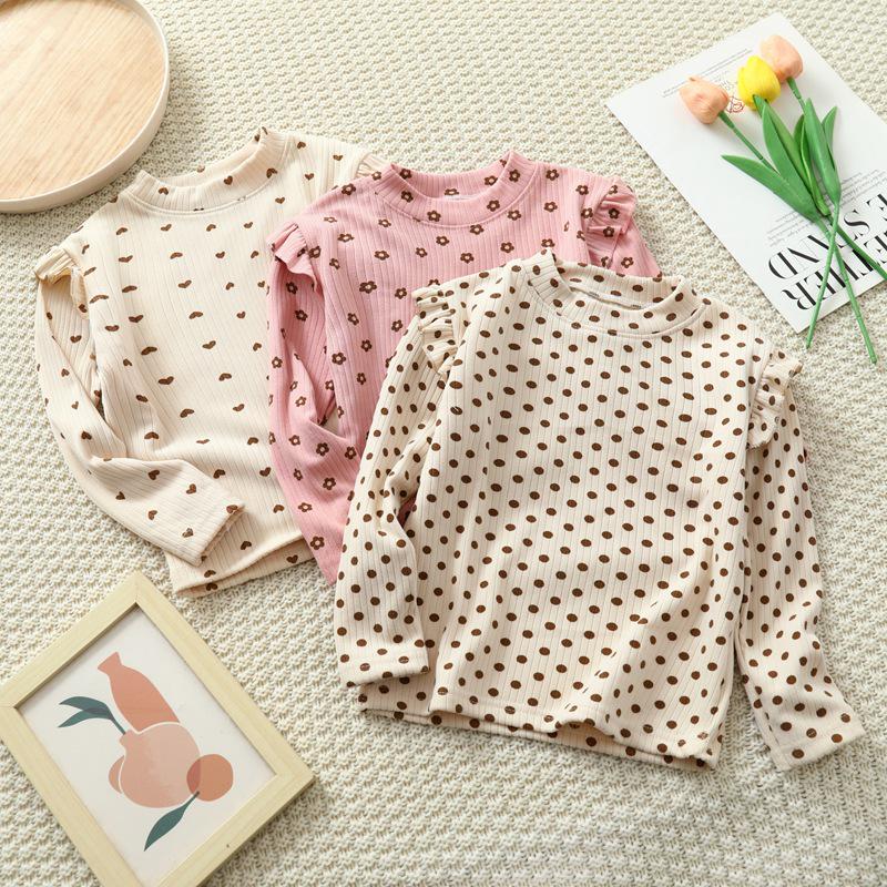 Girls' Floral Long-Sleeve Base Layer - Trendy Autumn/Winter Top for Kids