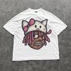 Edgy Hello Kitty Streetwear Shirt | Cartoon Trap Rap Tee | Grunge Anime Oversized Graphic T-Shirt | Urban Hip Hop Y2K Clothing