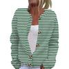 Women's Fashion Casual  Long Sleeve Striped Print Cardigan Jacket Coat