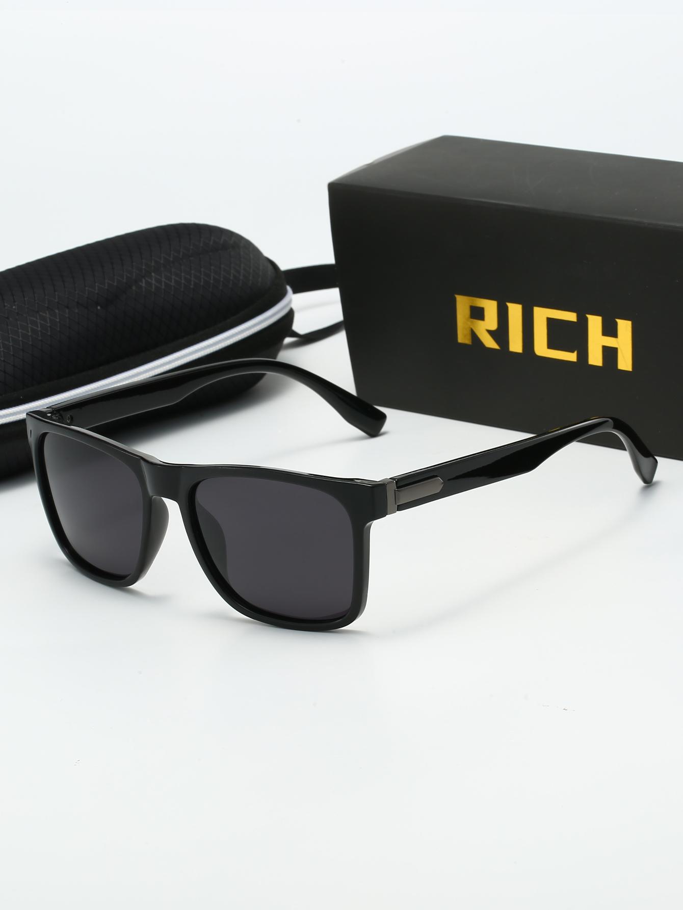 1Pc High-Quality Polarized Sunglasses Set with Metal Spliced Temples, Anti-Glare and Anti-Uv, Premium Gift Set