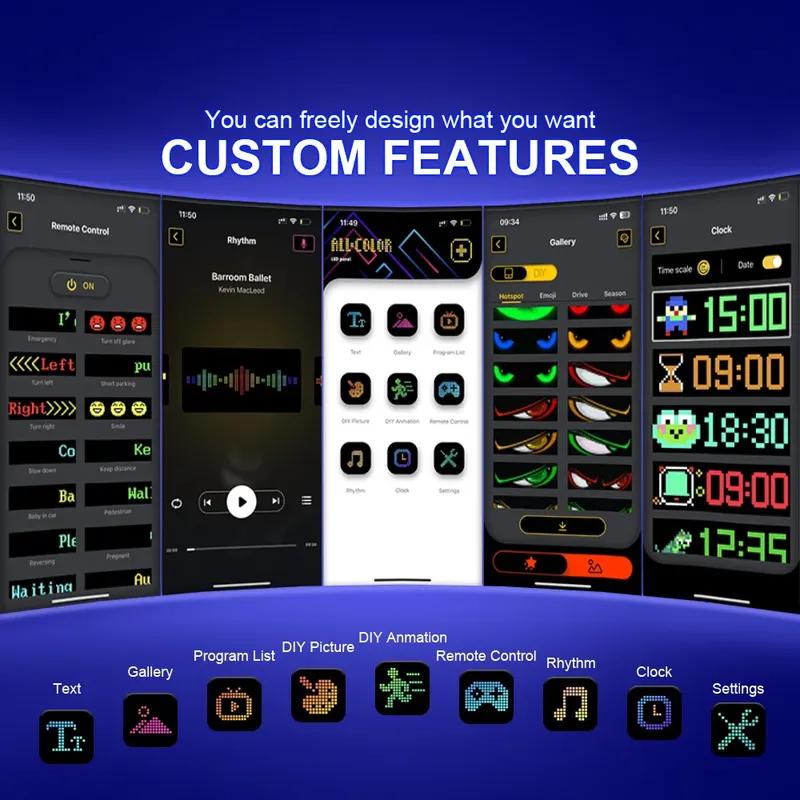 LED Devil Eye Light for Car Truck Windshield Animated LED Matrix Panel Sign Flexible Programmable Digital Display Light APP