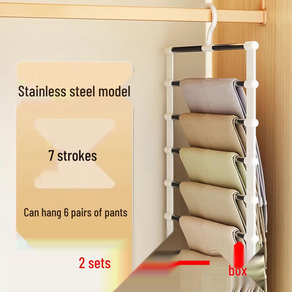 Cloud Ladder Multi-Layer Non-Slip Pant Rack: Multi-Functional Folding Hanger for Seamless, Anti-Slip Storage of Pants.