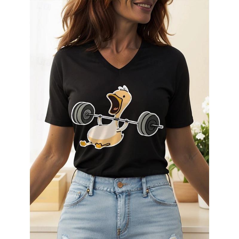 Summer Women's T-Shirt Sports Duck Print Casual Short-Sleeved 3d T-Shirt Fashion Street Oversized Women's Clothing