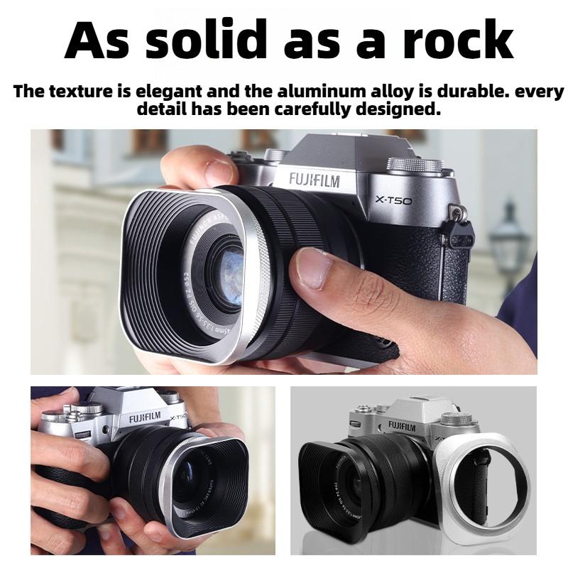 Metal Square Lens Hood for Fuji film XC 35mm F2&XF 23mm / 35mm F2 R WR Lens on XPro3 XT4 XT3 XT30 XT20